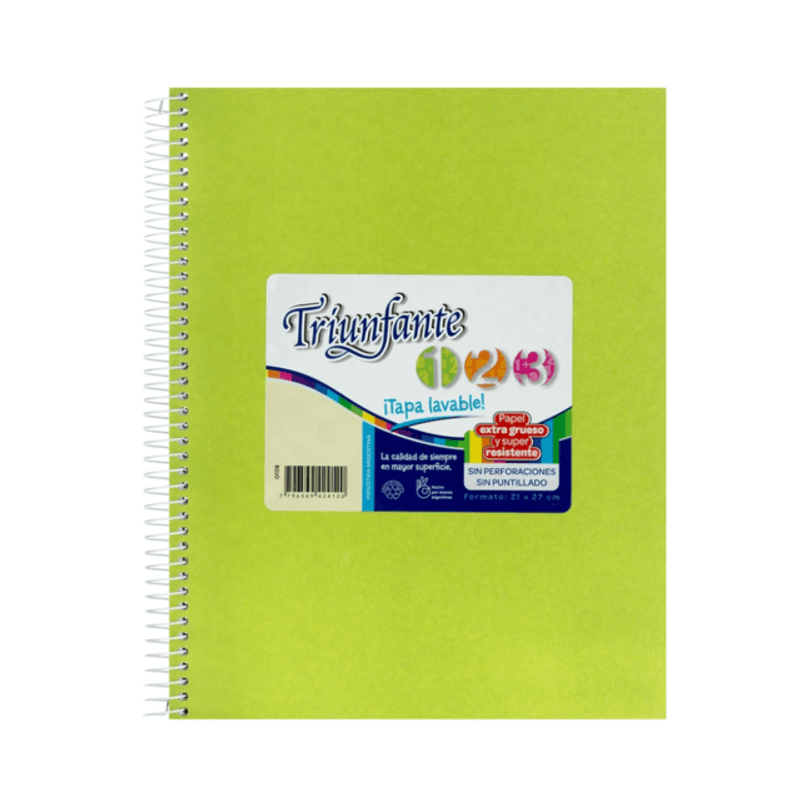 Cuaderno-1-2-3-Triunfante-60-hojas-cuadriculado---Verde